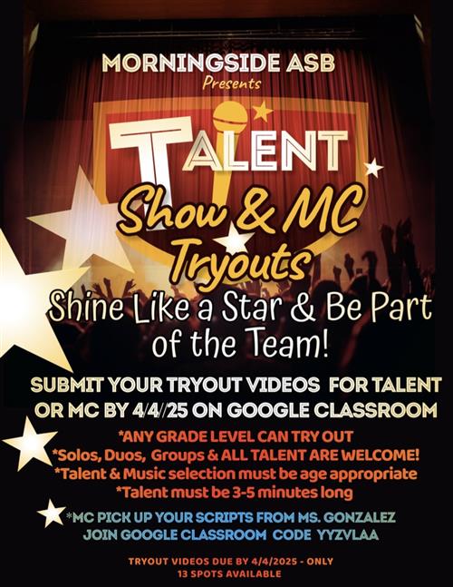  Calling all talent! 