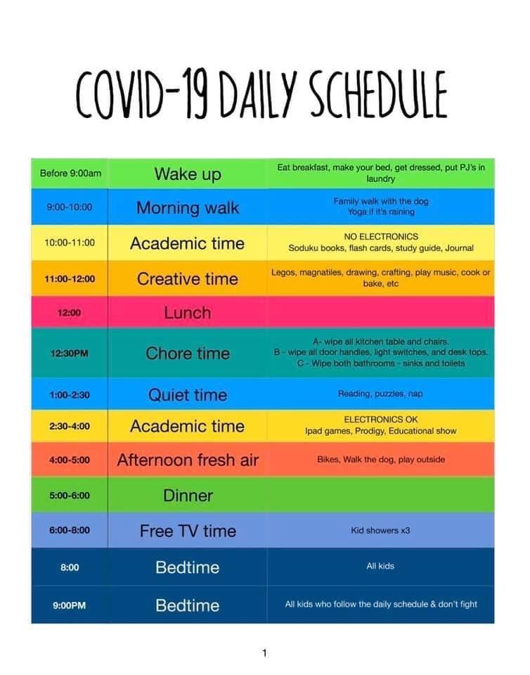 Covid-19 Daily Schedule 
